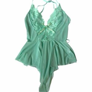 Fairycore mint colored mesh Lacey body suit with adjustable straps